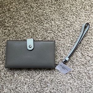 Coach Color Block Gray Leather Phone Wristlet NWT